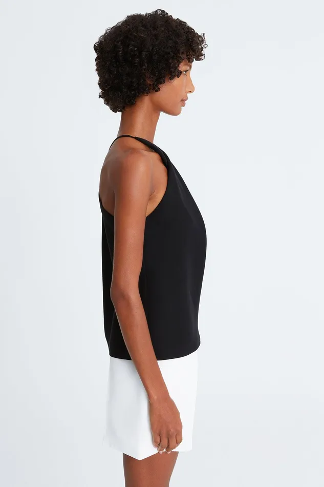 Halston Laurel Crepe Halter Top Black Women Tops