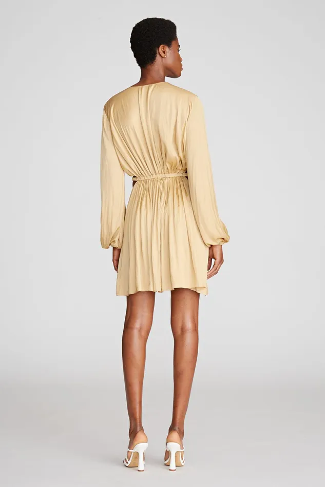 Halston Leila Dress In TechnoSatin Lt Ginger Women Mini Dresses Halston Leila Dress In TechnoSatin Lt Ginger Women Mini Dresses