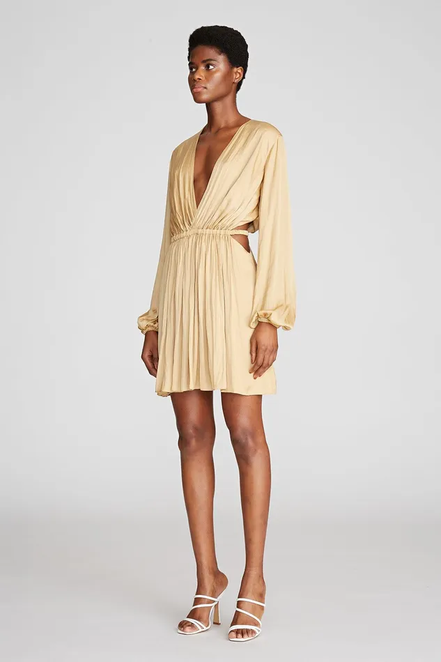 Halston Leila Dress In TechnoSatin Lt Ginger Women Mini Dresses Halston Leila Dress In TechnoSatin Lt Ginger Women Mini Dresses