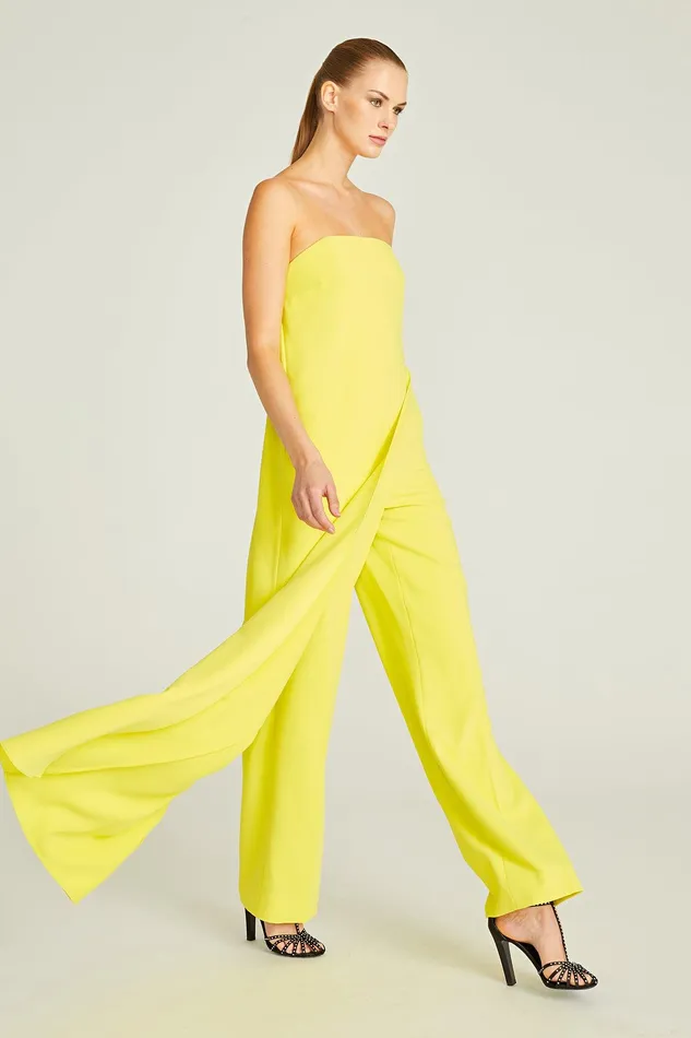 Halston Lil Crepe Jumpsuit Citron Women Jumpsuits Halston Lil Crepe Jumpsuit Citron Women Jumpsuits