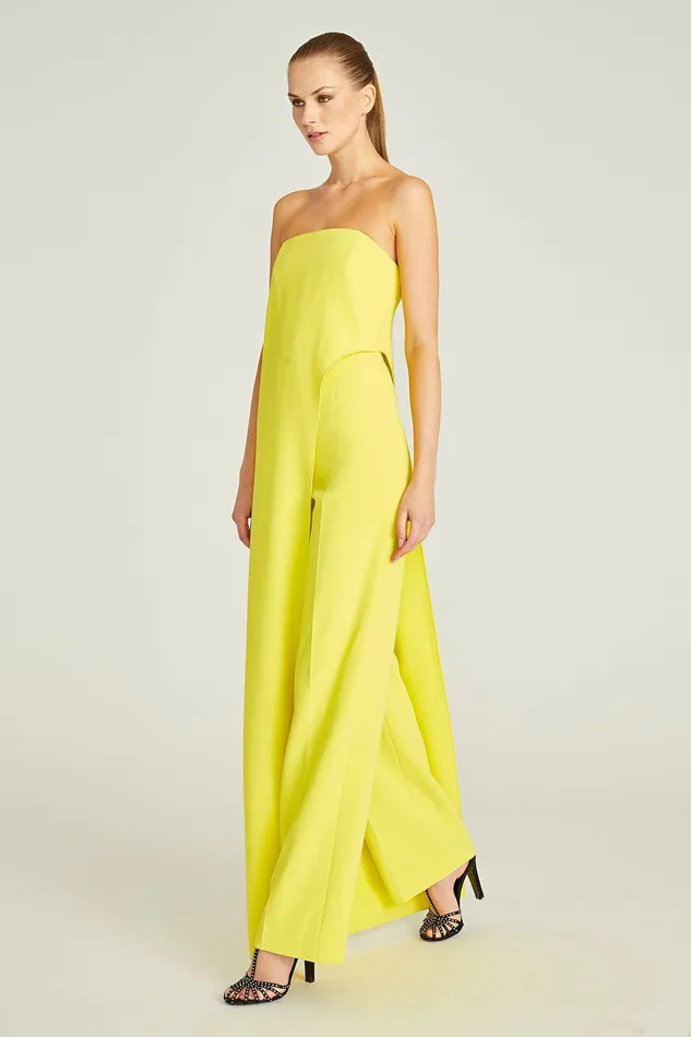 Halston Lil Crepe Jumpsuit Citron Women Jumpsuits Halston Lil Crepe Jumpsuit Citron Women Jumpsuits