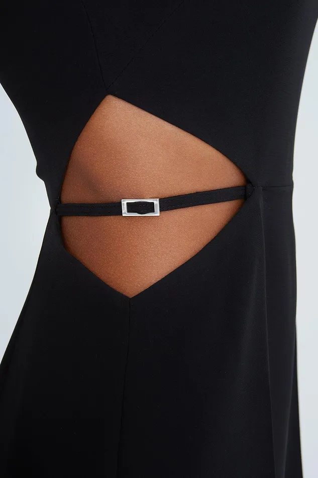 Halston Liliana Crepe Cut Out Jumpsuit Black Women Jumpsuits Halston Liliana Crepe Cut Out Jumpsuit Black Women Jumpsuits