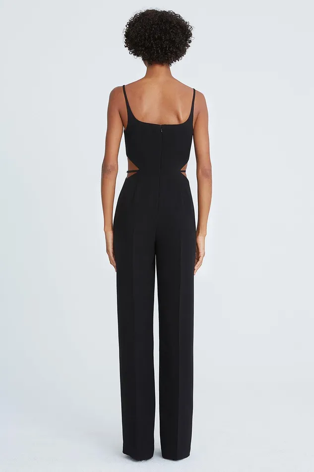 Halston Liliana Crepe Cut Out Jumpsuit Black Women Jumpsuits Halston Liliana Crepe Cut Out Jumpsuit Black Women Jumpsuits