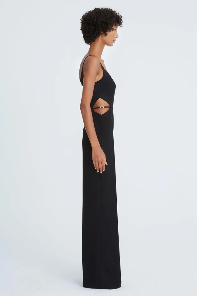 Halston Liliana Crepe Cut Out Jumpsuit Black Women Jumpsuits Halston Liliana Crepe Cut Out Jumpsuit Black Women Jumpsuits