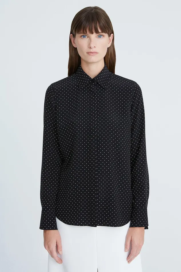 Halston Londyn Cdc Micro Dot Blouse BlackChalk Micro Dot Print Women Tops