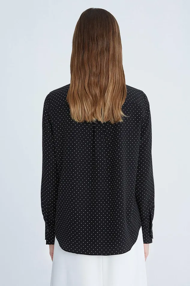 Halston Londyn Cdc Micro Dot Blouse BlackChalk Micro Dot Print Women Tops