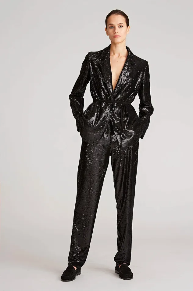 Halston Lucy Sequin Jacket Black Women Jackets And Blazers