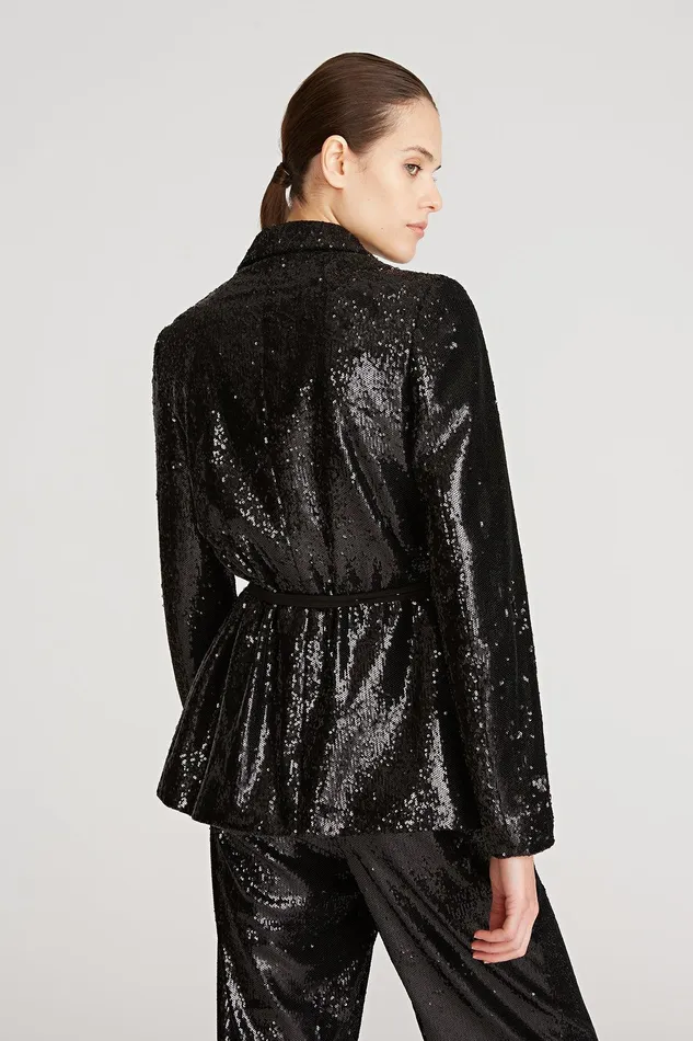 Halston Lucy Sequin Jacket Black Women Jackets And Blazers Halston Lucy Sequin Jacket Black Women Jackets And Blazers