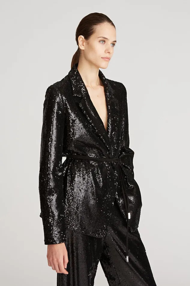Halston Lucy Sequin Jacket Black Women Jackets And Blazers Halston Lucy Sequin Jacket Black Women Jackets And Blazers
