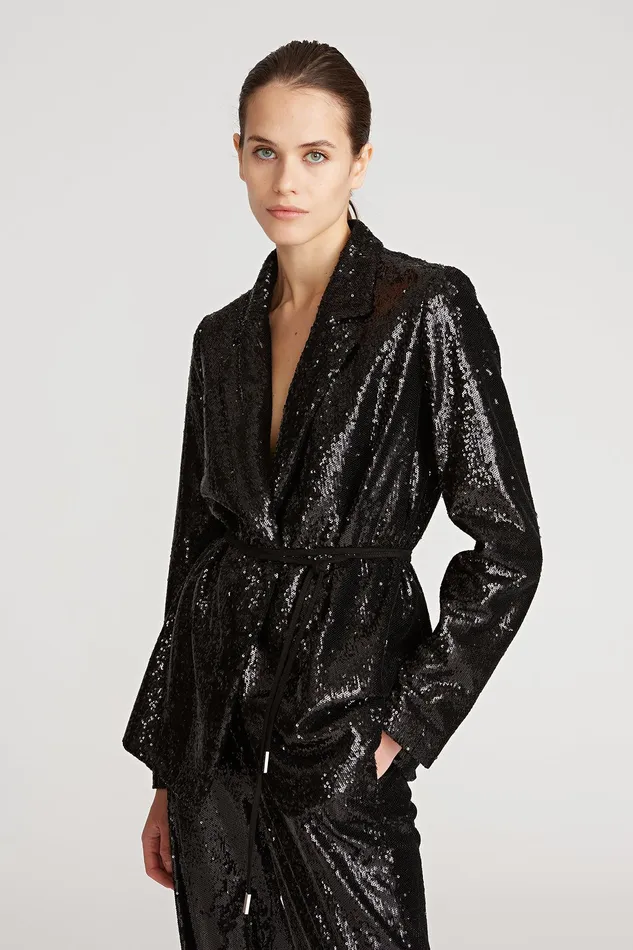 Halston Lucy Sequin Jacket Black Women Jackets And Blazers Halston Lucy Sequin Jacket Black Women Jackets And Blazers