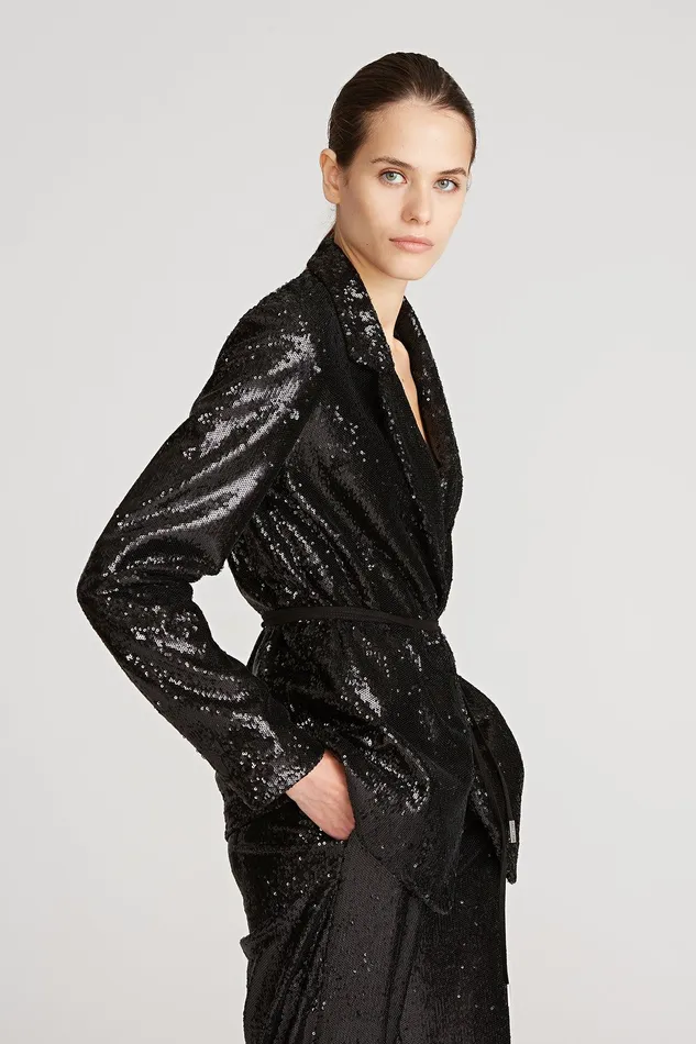 Halston Lucy Sequin Jacket Black Women Jackets And Blazers Halston Lucy Sequin Jacket Black Women Jackets And Blazers