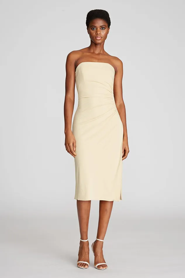 Halston Myra Dress In Matte Jersey Creme Women Cocktail Dresses
