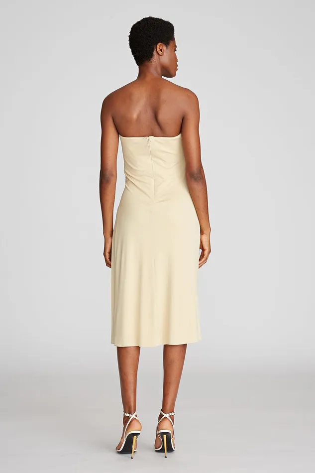 Halston Myra Dress In Matte Jersey Creme Women Cocktail Dresses Halston Myra Dress In Matte Jersey Creme Women Cocktail Dresses