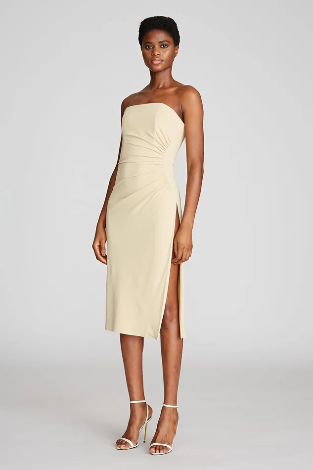 Halston Myra Dress In Matte Jersey Creme Women Cocktail Dresses Halston Myra Dress In Matte Jersey Creme Women Cocktail Dresses