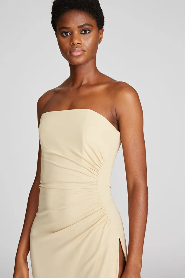 Halston Myra Dress In Matte Jersey Creme Women Cocktail Dresses Halston Myra Dress In Matte Jersey Creme Women Cocktail Dresses