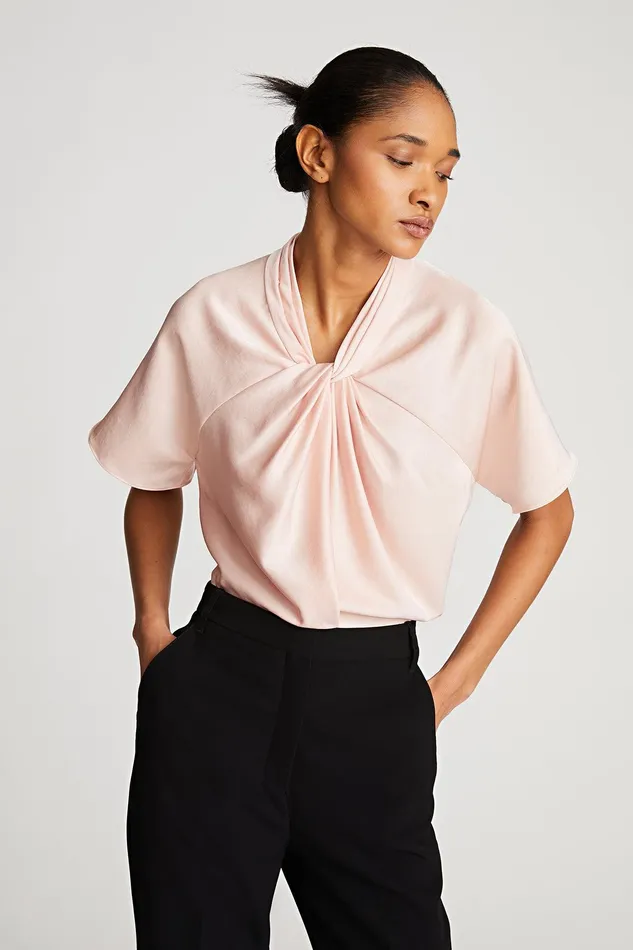 Halston Nelia Top In Double Satin Rose Women Tops