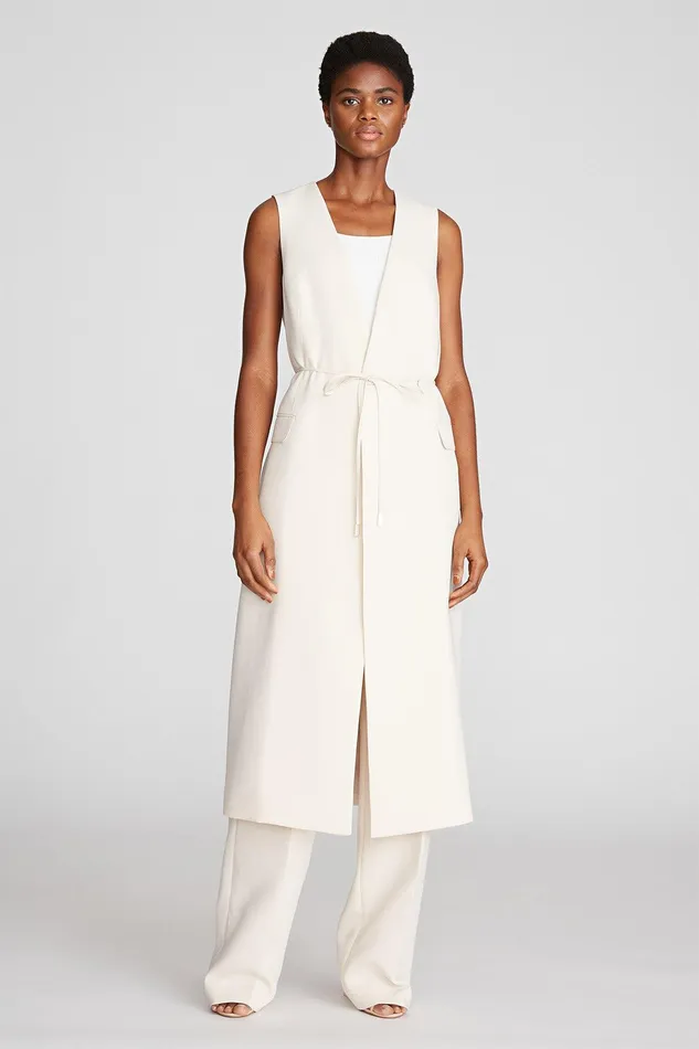 Halston Nellie Dress In Stretch Crepe Buff Women Midi Dresses