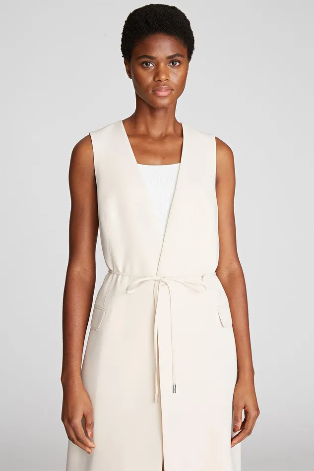 Halston Nellie Dress In Stretch Crepe Buff Women Midi Dresses Halston Nellie Dress In Stretch Crepe Buff Women Midi Dresses