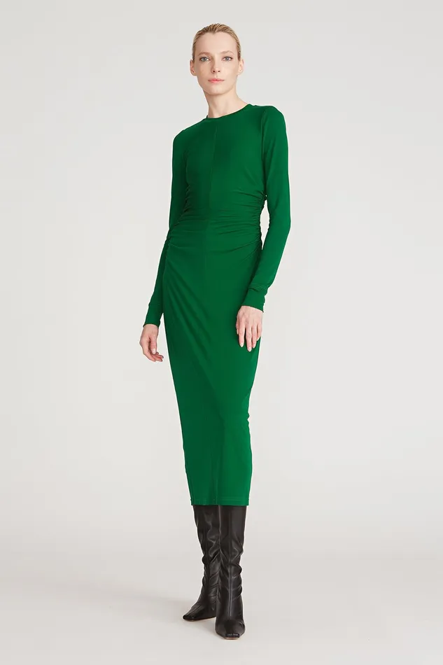 Halston Norah Matte Jersey Dress Jade Jade Women Midi Dresses