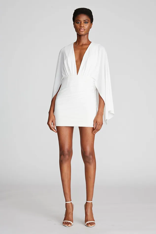 Halston Oaklyn Dress In Jersey Chalk Women Cocktail Dresses