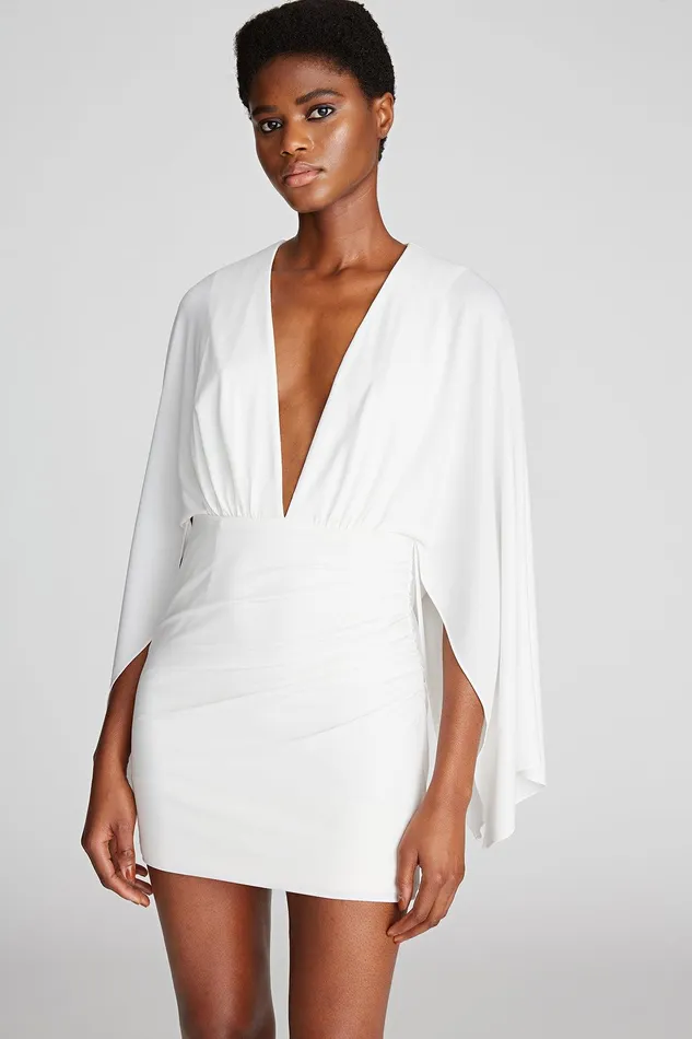 Halston Oaklyn Dress In Jersey Chalk Women Cocktail Dresses Halston Oaklyn Dress In Jersey Chalk Women Cocktail Dresses