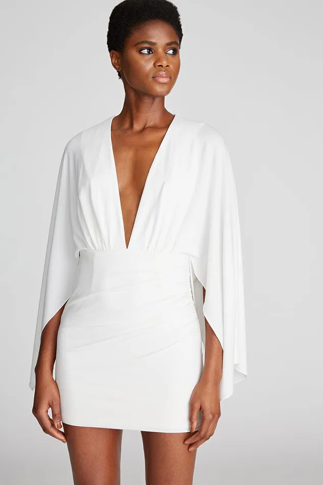 Halston Oaklyn Dress In Jersey Chalk Women Cocktail Dresses Halston Oaklyn Dress In Jersey Chalk Women Cocktail Dresses