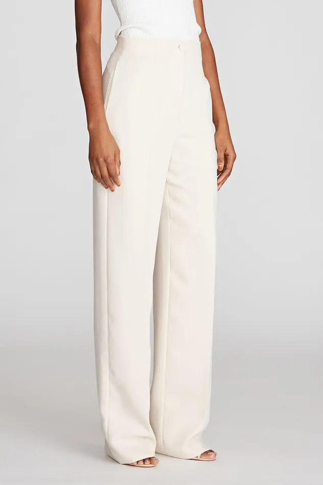 Halston Reed Trouser In Stretch Crepe Buff Women Bottoms Halston Reed Trouser In Stretch Crepe Buff Women Bottoms