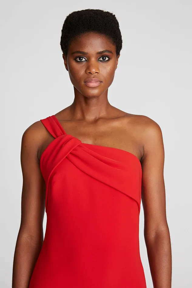 Halston Regina Dress In Stretch Crepe Halston Red Women Cocktail Dresses