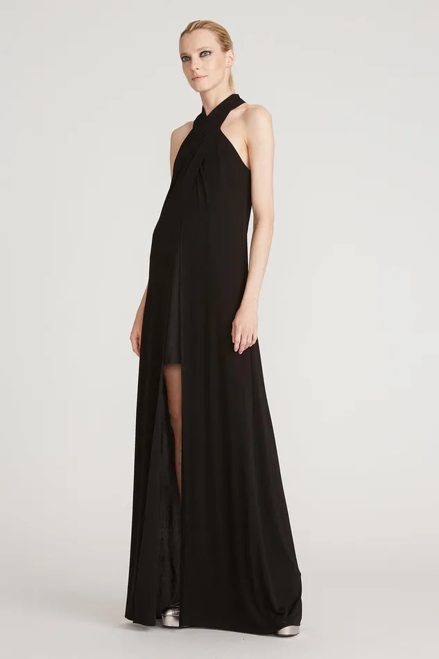 Halston Reign Matte Jersey Gown Black Women Black Dresses Halston Reign Matte Jersey Gown Black Women Black Dresses