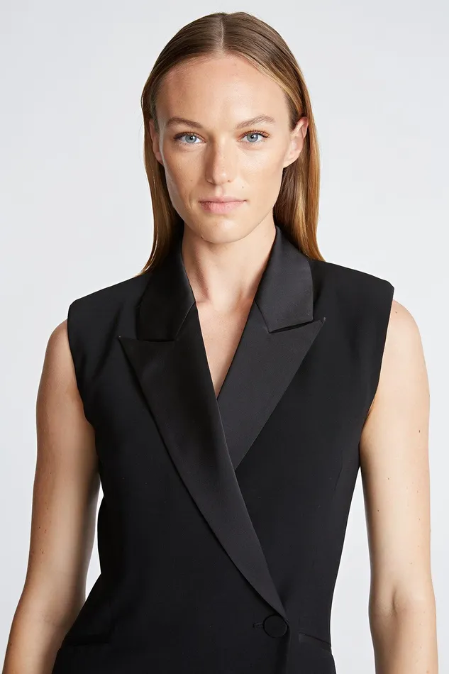 Halston Rianne Dress In CrepeSatin Black Women Mini Dresses Halston Rianne Dress In CrepeSatin Black Women Mini Dresses