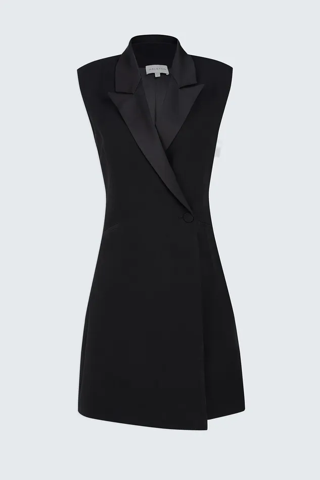 Halston Rianne Dress In CrepeSatin Black Women Mini Dresses Halston Rianne Dress In CrepeSatin Black Women Mini Dresses