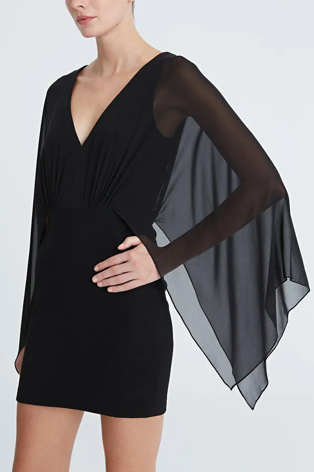 Halston Rylee Crepe Caftan Sleeve Mini Black Women Cocktail Dresses Halston Rylee Crepe Caftan Sleeve Mini Black Women Cocktail Dresses