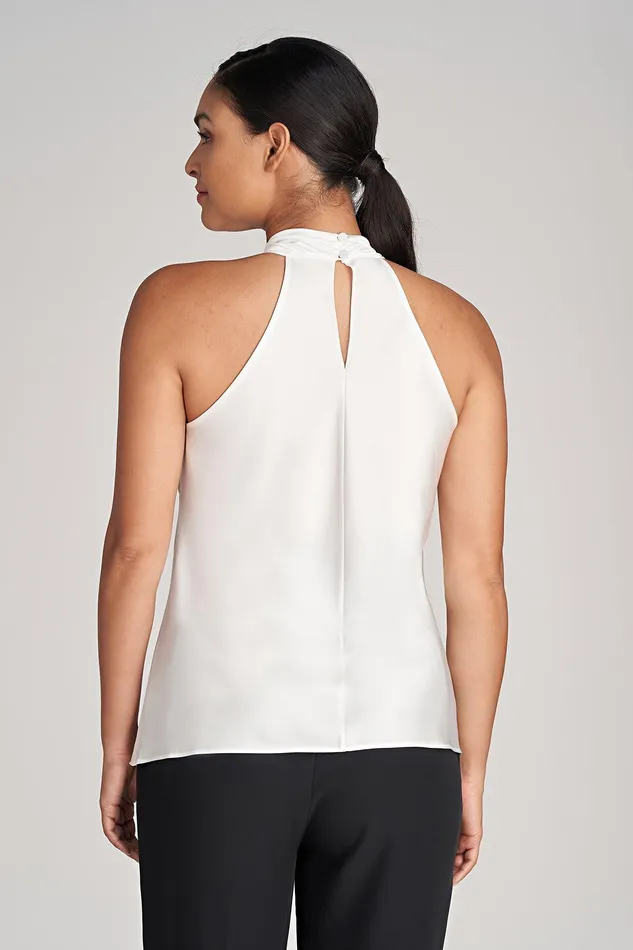 Halston Samira Top In Charmeuse Chalk Women Tops Halston Samira Top In Charmeuse Chalk Women Tops