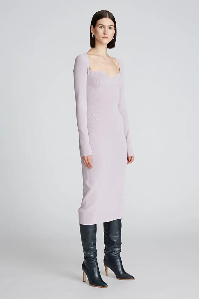 Halston Sawyer Dress In Matte Viscose Light Plum Women Midi Dresses Halston Sawyer Dress In Matte Viscose Light Plum Women Midi Dresses