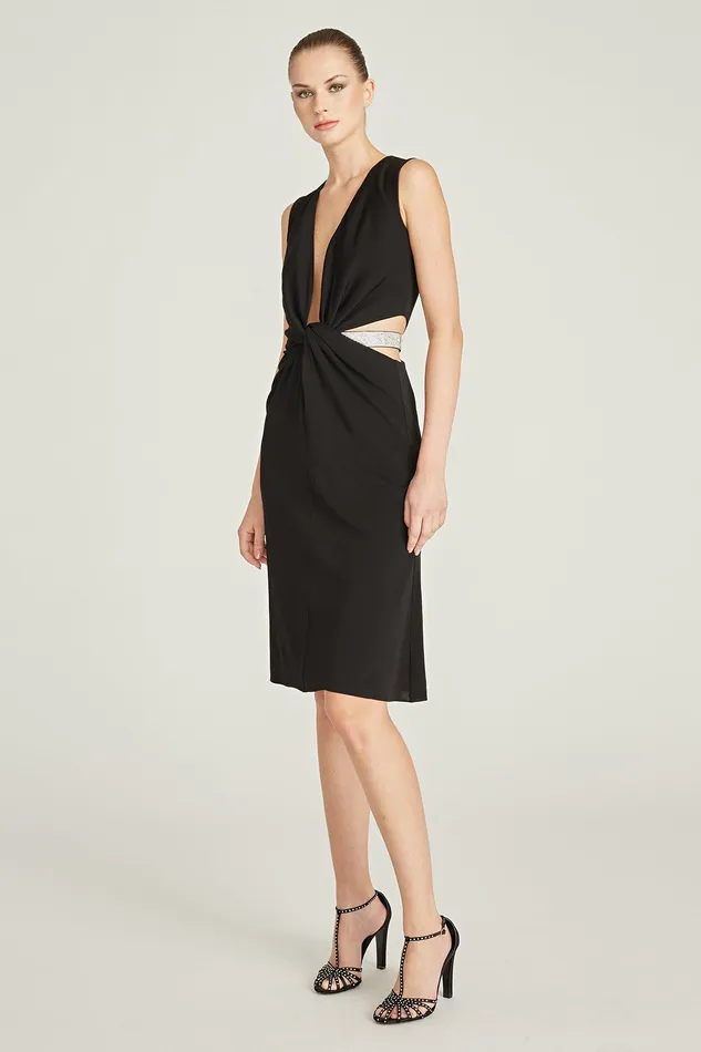Halston Selena Jersey Crystal Cocktail Black Women Black Dresses Halston Selena Jersey Crystal Cocktail Black Women Black Dresses