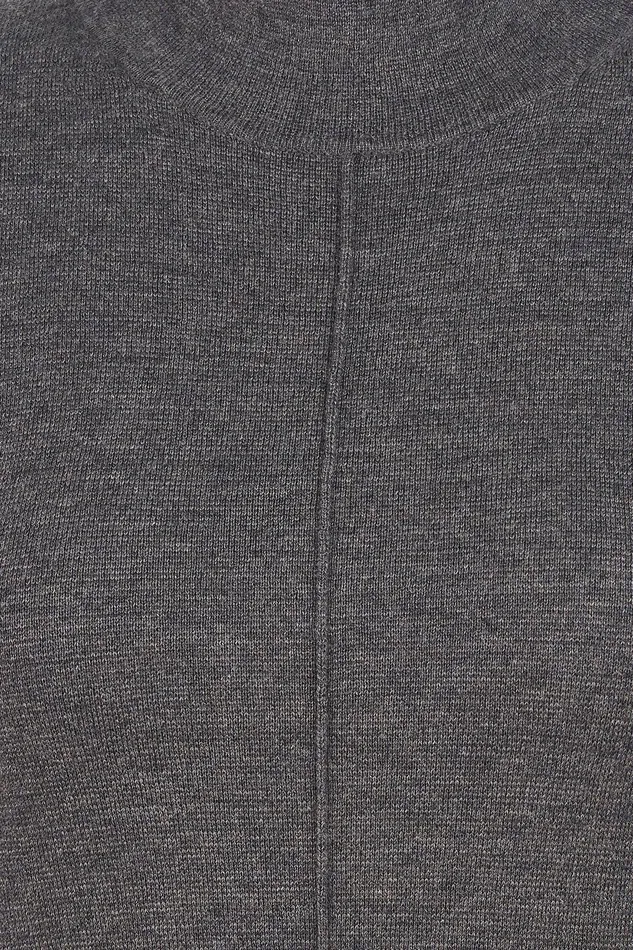 Halston Shelby Dress In Merino Wool Dark Grey Women Midi Dresses Halston Shelby Dress In Merino Wool Dark Grey Women Midi Dresses
