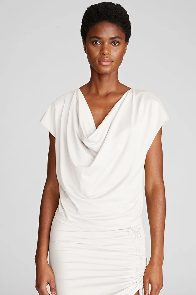 Halston Soto Top In Luxe Jersey Chalk Women Tops