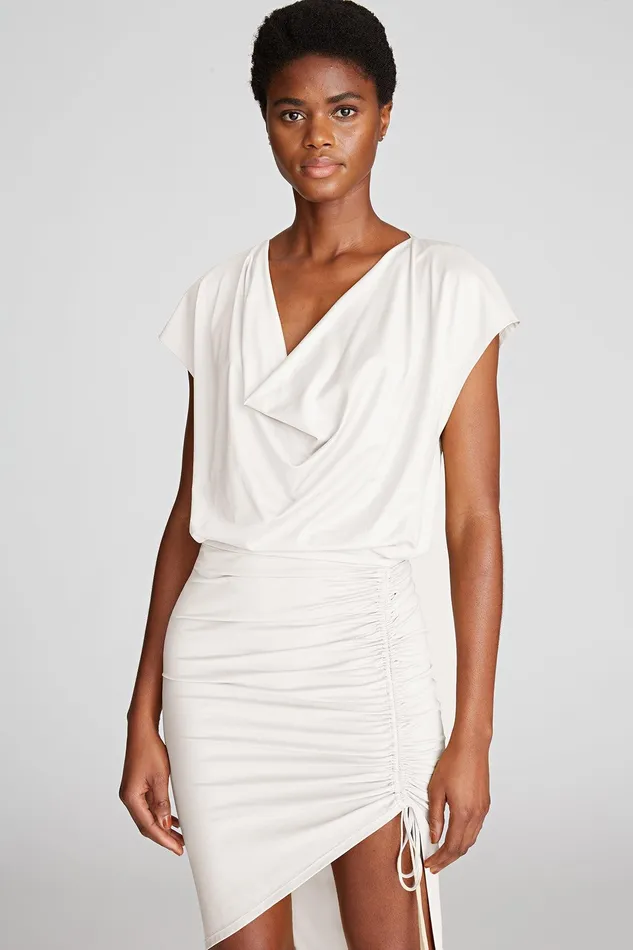 Halston Soto Top In Luxe Jersey Chalk Women Tops Halston Soto Top In Luxe Jersey Chalk Women Tops