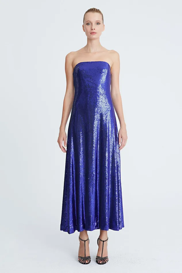 Halston Talia Sequin Bustier Cocktail Amethyst Women Cocktail Dresses