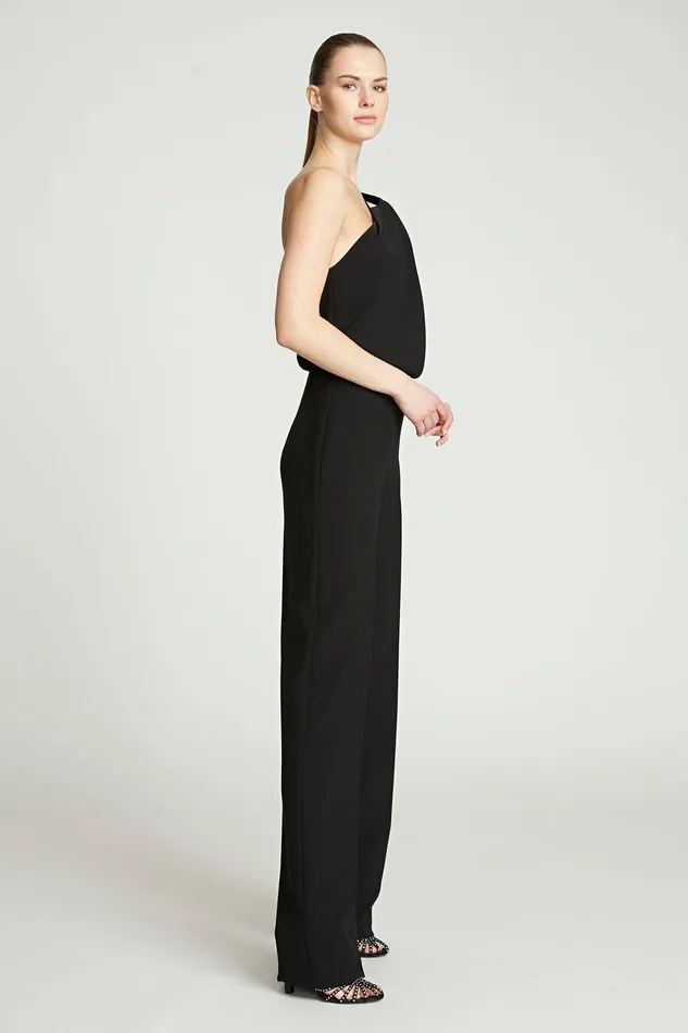 Halston Tess Jumpsuit In Stretch Crepe Black Women Jumpsuits Halston Tess Jumpsuit In Stretch Crepe Black Women Jumpsuits