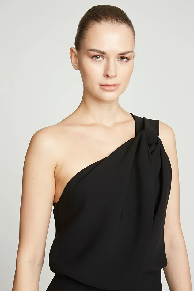 Halston Tess Jumpsuit In Stretch Crepe Black Women Jumpsuits Halston Tess Jumpsuit In Stretch Crepe Black Women Jumpsuits