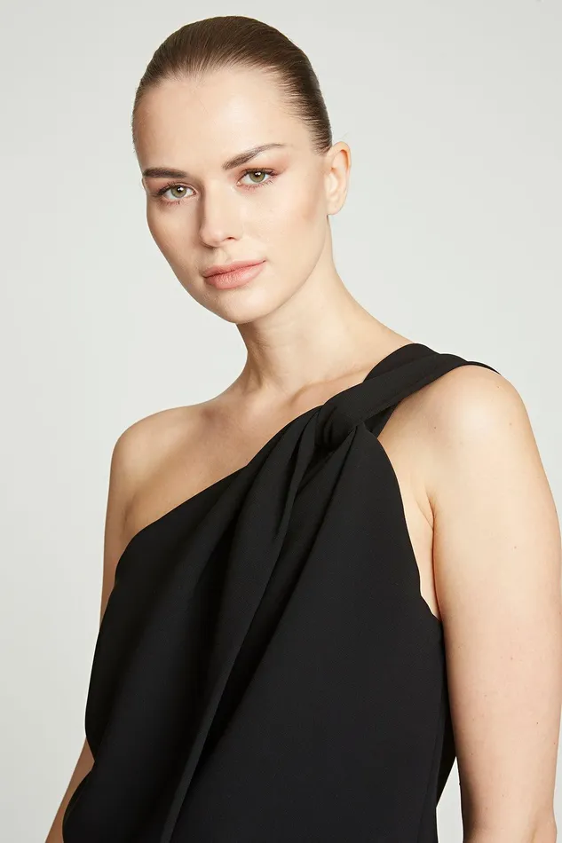 Halston Tess Jumpsuit In Stretch Crepe Black Women Jumpsuits Halston Tess Jumpsuit In Stretch Crepe Black Women Jumpsuits
