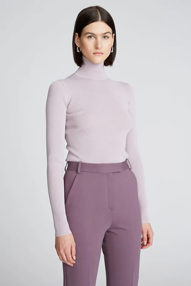 Halston Ty Turtleneck In Matte Viscose Light Plum Women Tops Halston Ty Turtleneck In Matte Viscose Light Plum Women Tops