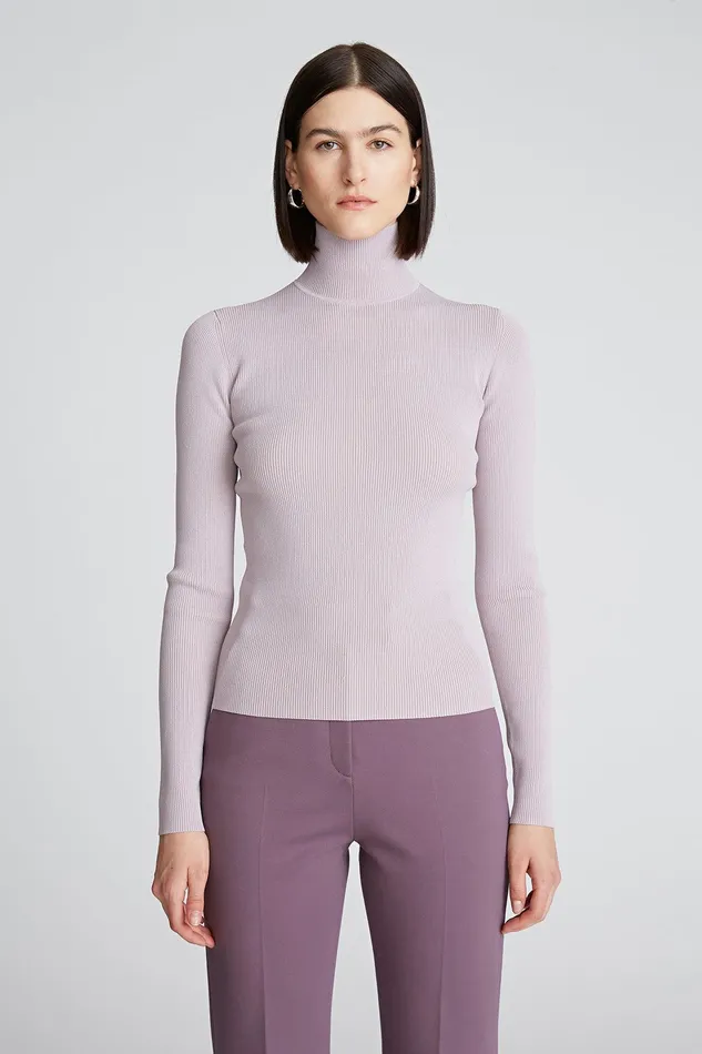 Halston Ty Turtleneck In Matte Viscose Light Plum Women Tops Halston Ty Turtleneck In Matte Viscose Light Plum Women Tops