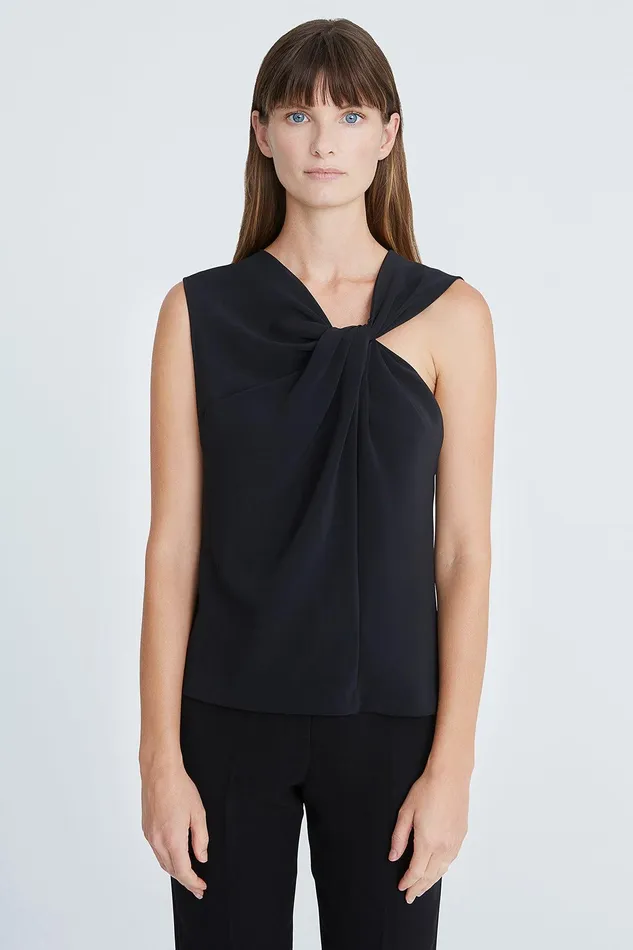 Halston Valencia Crepe Twist Top Black Women Tops Halston Valencia Crepe Twist Top Black Women Tops
