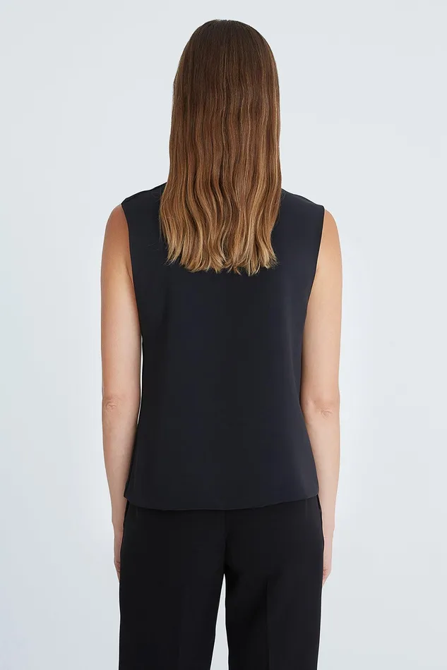 Halston Valencia Crepe Twist Top Black Women Tops Halston Valencia Crepe Twist Top Black Women Tops