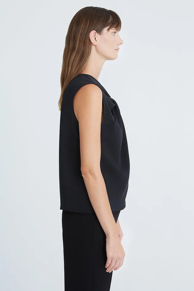 Halston Valencia Crepe Twist Top Black Women Tops Halston Valencia Crepe Twist Top Black Women Tops