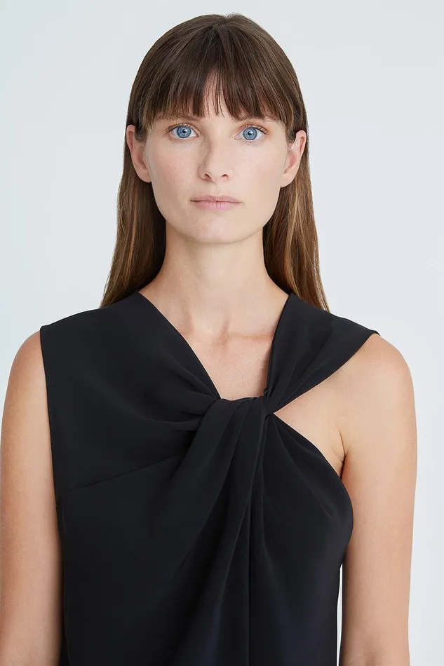 Halston Valencia Crepe Twist Top Black Women Tops Halston Valencia Crepe Twist Top Black Women Tops