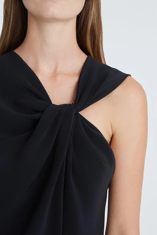 Halston Valencia Crepe Twist Top Black Women Tops Halston Valencia Crepe Twist Top Black Women Tops