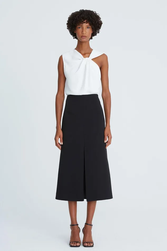 Halston Valencia Crepe Twist Top Chalk Women Tops